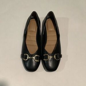 Kelly & Katie Black Flats with Gold Accent